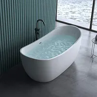 doporro Freistehende Design-Badewanne Vicenza502 180x80x60cm mit Ablaufgarnitur und Überlauf aus Acryl in Weiß und DIN-Anschlüssen