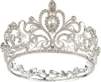 Elegante Dame glänzenden Strass runden Krone Tiara Hochzeitswettbewerb Braut Kopfschmuck Silber