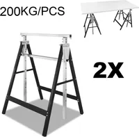 Yakimz 2× lešenársky kozlík, kovový sklápací kozlík, 7-násobne nastaviteľná výška 80-130 cm, lešenie, oceľové pracovné lešenie, do 200 kg , Schwrz