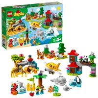 LEGO 10907 DUPLO Tiere der Welt, Tier Spielzeug für Kleinkinder im Alter von 2 - 5 Jahren, Lernspielzeug mit 15 Tierfiguren, Flugzeug und vielem mehr