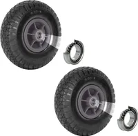 2x Sackkarrenrad 260x85 mm 3.00-4 Bollerwagenrad, Luftrad, Ersatzrad, Nabenlänge 60 mm versetzt