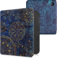 kwmobile Klapphülle kompatibel mit Tolino Vision 6 Hülle - eReader Case - Mandala Gelb Dunkelblau