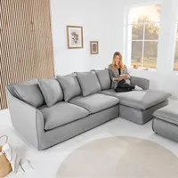 riess-ambiente Großes Ecksofa HEAVEN 255cm grau Leinenstoff Federkern inkl. Kissen Eckcouch Couch Sofa