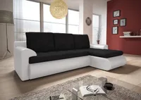 Ecksofa Santi - Polsterecke L-Form, Schlafsofa mit Bettkasten, Sofa mit Schlaffunktion, Couch (Weiß + Schwarz (Madryt 120 + Berlin 02), Ecksofa Rechts)
