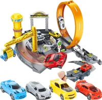 Malplay Trackset Parkhaus Für Kinder Mit 4 Spielzeugautos Und  Rennbahn Mit SchleifeTrack