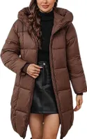 ASKSA Damen Wintermantel mit Kapuze Dick Warmer Steppmantel Lang Daunenjacke Outdoorjacke Winddicht Daunenmantel Steppjacke Outwear (Kaffee,XXL)