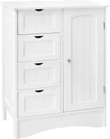 ML-Design Badezimmerschrank Weiß, 55x81x30 cm, Badschrank mit 1 Tür, 4 Schubladen, MDF-Holz