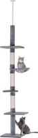 PawHut drapak z regulacją wysokości, stabilny drapak dla kota z sizalowymi słupkami, drapak dla kota, szary, 40 x 34 x 230-260 cm