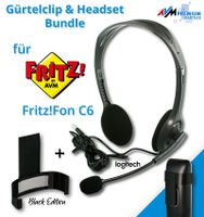 Headset & Gürtelclip Bundle für AVM Fritz!Fon C6 schwarz