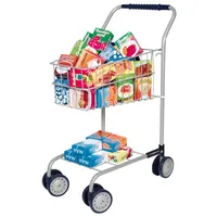 Bayer Design - 75000AA, Spielzeug Einkaufswagen mit Inhalt, integriertem Puppensitz, Kaufladenzubehör, silber