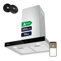 CIARRA A+++ odsávač pár 60 cm 650 m³/h nástenný odsávač pár WIFI +APP & Touch Control Boost VMS6102