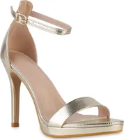 VAN HILL Damen High Heels Sandaletten Stiletto Party Schuh 841558, Farbe: Gold, Größe: 37