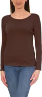 Alkato Damen Langarm Shirt mit O-Ausschnitt, Farbe: Hellbraun, Größe: XXL