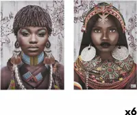 Satz mit 2 Bildern Leinwand Afrikanerin 70 x 50 x 1,5 cm (6 Stück)