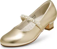 DREAM PAIRS Mädchen Mary Jane Strap Flache Schuhe Ballerinas Prinzessin Schuhe Flache Schulschuhe,Size 35,Gold,SDFL2403K