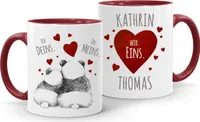 personalisierte Kaffeetasse Ich Deins, Du Meins, Wir Eins. Panda-Bär anpassbar mit Namen personalisierte Liebesgeschenke SpecialMe® inner-bordeaux Keramik-Tasse