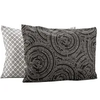 Kissenbezug 50x70 2er Set Kissenhülle Kissen Bezug 100% Baumwolle, Farbe:Schwarz