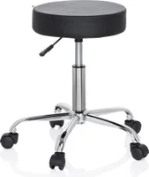 hjh OFFICE Drehhocker OPERATOR II Rollhocker Arbeitshocker, Ergonomischer Hocker für Büro Praxis Homeoffice, Kunstleder