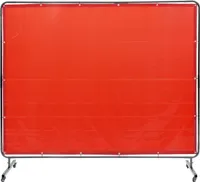 SucceBuy ochranná svářečská zástěna s rámem, 6' x 8' nehořlavý vinylový závěs, přenosná svářečská ochranná zástěna na 4 otočných kolečkách (2 uzamykatelná) pro dílenské/průmyslové použití, červená barva