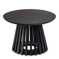 WOHNLING Couchtisch Sofatisch Massivholz Schwarz 60x60x41cm Wohnzimmertisch Rund