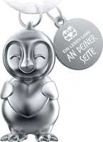 FABACH Pinguin Schlüsselanhänger Frosty mit Herz - Glücksbringer Pinguin Geschenke Freundin - Partner Geschenke Liebe Schlüsselanhänger Paare Jahrestag - Gravur EIN Leben lang an deiner Seite