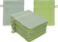 Betz 10 Stück Waschhandschuhe 16x21 cm PREMIUM 100% Baumwolle  Farbe: heugrün - avocadogrün