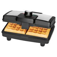 Clatronic® Waffeleisen m. 2 großen Backflächen | Antihaftbeschichtung | belgische Waffel | stufenlos regelbarer Bräunungsgrad | Waffle Maker | WA 3606