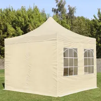 3x3m Pavillon Faltpavillon Klappzelt inkl. 4 Seitenteile Stahl Faltzelt Garten Partyzelt creme