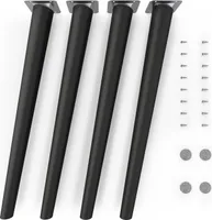 4x sossai® Holzfüße Schwarzmatt - schräge Ausführung 45cm Buche