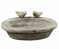 Voss Vogeltränke oval Keramik mit zwei Vögeln 30 x 20 x 7 cm Gartendekoration