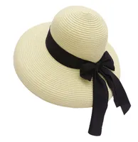 Damen Sommer-Strohhut, Sonnenhut, UV-Schutz, Strandkappe, faltbares Visier, Schlapphut, breite Krempe