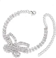 INF Strass Fußkettchen Schmetterling verstellbar Bohemisk Silber