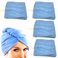 4er Set Kopfhandtuch Haarturban Blau | Haartrockentuch Handtuch Damen | Kopftuch Haar Turban | Trockentuch Haarhandtuch