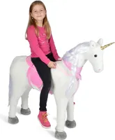 Pink Papaya Riesenpferd "Lissy" 105 cm Einhorn bis 100 kg belastbar Super Plüsch Reitpferd mit Sound und langer Mähne