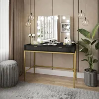 Schminktisch mit Spiegel CORTADO ELITE GOLD Schwarz matt