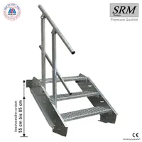 3 Stufen Stahltreppe einseitig. Geländer Breite 100cm Geschosshöhe 40-60cm