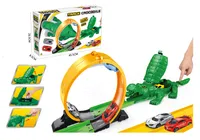 PENGBU RC Autorennbahn 289 Stück Dinosaurier Spielzeug autorennbahn ab3 4 5  6 jahre mit 2auto, (Komplettset), mit 8 Dinosaurier-Figuren,2 elektrische  Rennauto