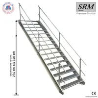 16 Stufen Stahltreppe beidseitigem Geländer Breite 80 cm Geschosshöhe 274-340cm