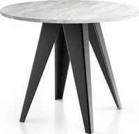 Esstisch Glory im Industriestil - Modern, Rund - Ausziehbar von 90 cm bis 130 cm, mit pulverbeschichteten Metallbeinen, Tisch für Kleine Küche - Farbe Beton Grau