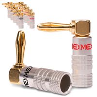 NEXMEX Winkel Bananenstecker 24K vergoldet 12x High End Stecker Steckverbinder
