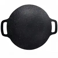 Grillbackschale Freien,Nicht-Stick-Beschichtung Fritting-Pfanne,Koreanische Grillpfanne,Partyreisen Außenbereich,Rundes Backblech,Doppelgriffe,30cm