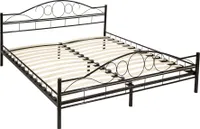 Metallbett mit Lattenrost im romantischen Design - 200 x 180 cm, schwarz/schwarz