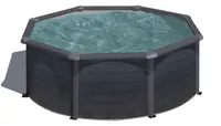 GRE Runder Stahlwandpool mit Graphiteoptik Ø 300 x 120 cm, Serie Kea