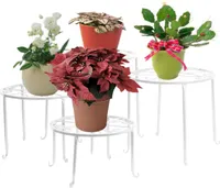 Metall Blumenständer Set Blumentreppe Pflanztreppe Blumenhocker Pflanzenhocker Blumenbank 6 8 10 12 Zoll Blumenregal für Innen/Garten Weiß