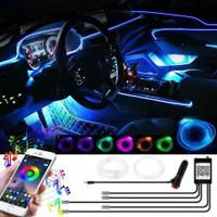 Auto-Innenbeleuchtung, Auto-Interieur-LED-Auto-Innenleuchte, Auto-LED-Lichtstreifen,  48-LED-Mehrfarben-Auto-Atmosphären-Licht mit App-Steuerung und  USB-Anschluss