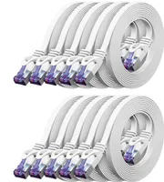 deleyCON 10x 0,5m RJ45 Patchkabel Flachkabel mit CAT7 Rohkabel Netzwerkkabel Ethernetkabel Slim U/FTP Gigabit Ethernet Lan Kabel - Weiß