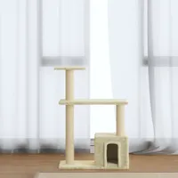 vidaXL Strom pre mačky so sisalovými škrabadlami krémový 70 cm
