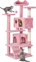 Kratzbaum Stabiler Katzenbaum Katzenkratzbaum Katzenmöbel, Kletterbaum Für Katzen Höhe 137 Cm, Rosa – Rosa / 48 X 48 X 137 Cm
