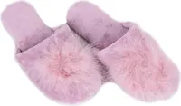 Elegante Damenpantoffeln mit gefiedertem Pompon rosa 40-41 YOCLUB