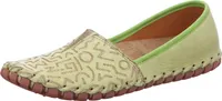Gemini Damen Slipper Mokassin Muster Leder Ziernaht 031165-02, Größe:37 EU, Farbe:Grün